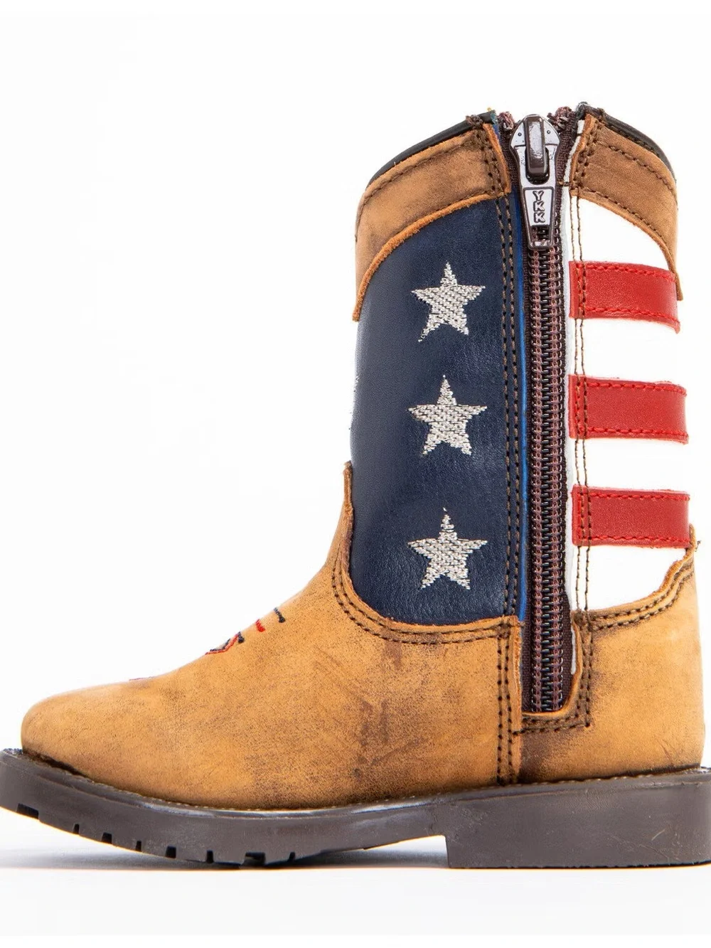 Cody James American Toddler Tan & Navy Western Flag Boot